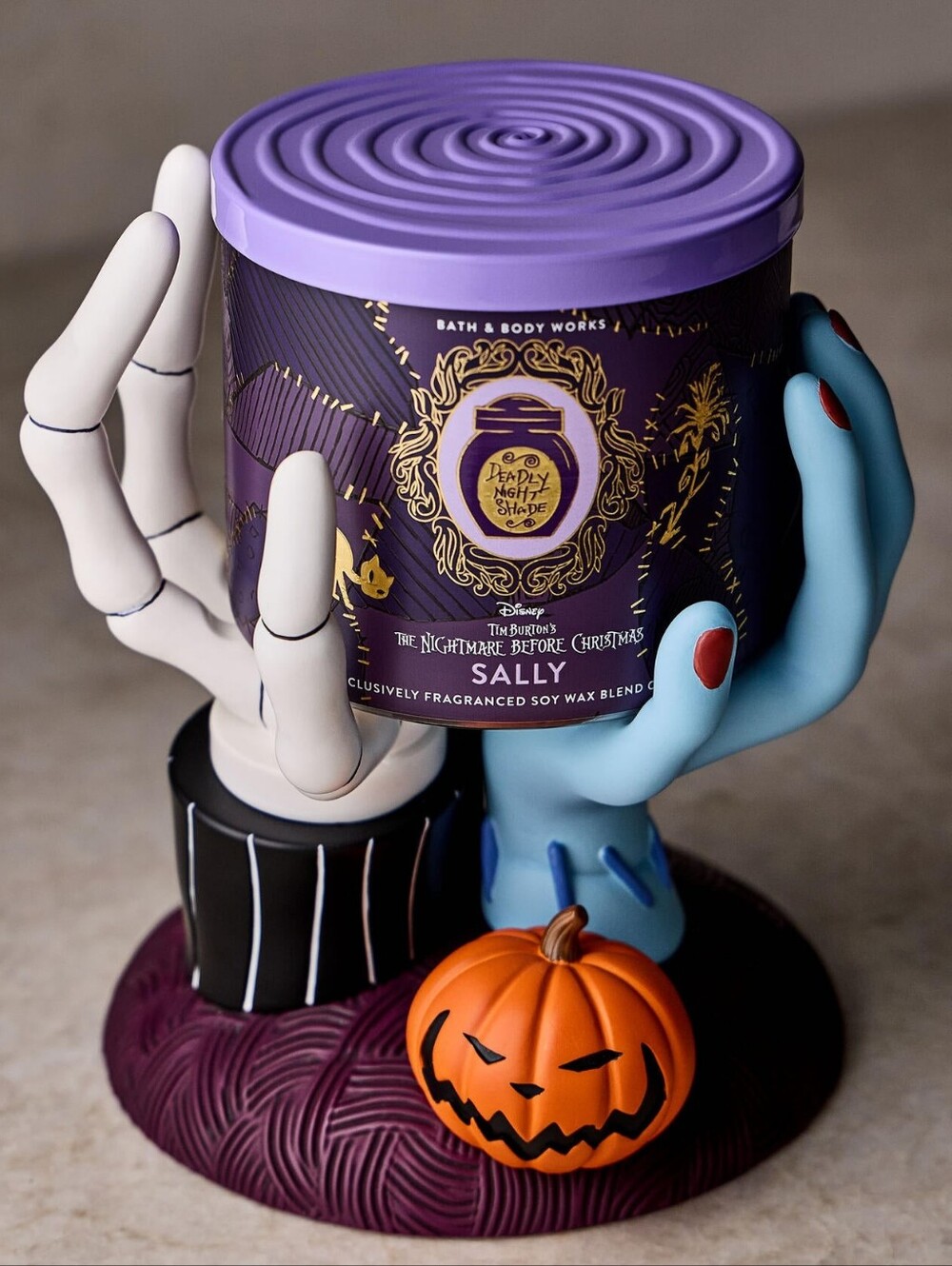 Bath Body Works Jack & Sally Hands Nightmare Before Christmas Candle Holder NEW